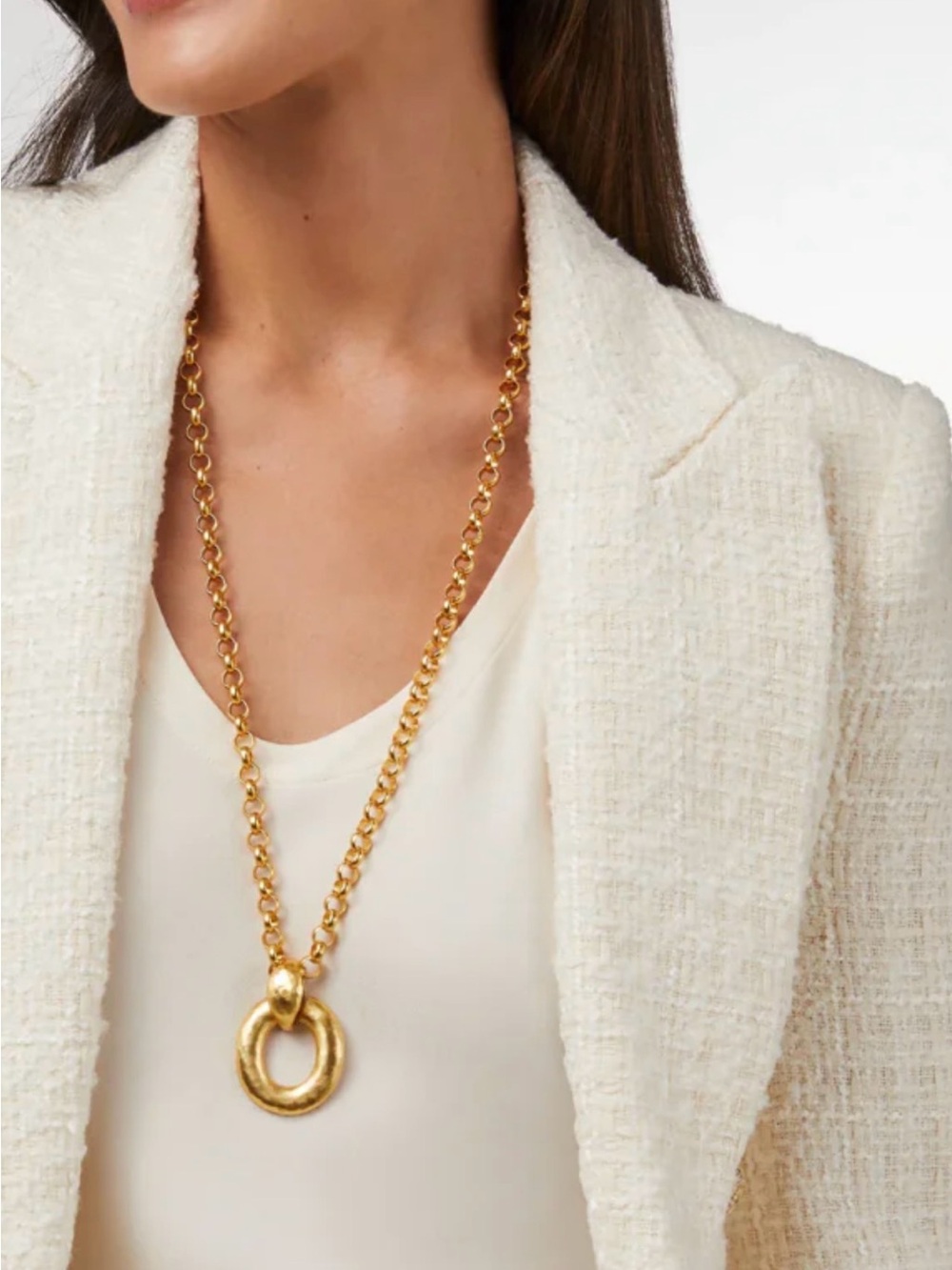 Julie Vos Palermo Gold Chunky Chain Necklace with Circular Pendant